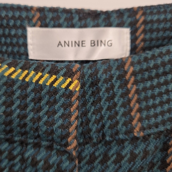 Anine Bing Cindy Flair Pants Green Plaid - Picture 4 of 16